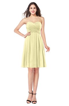 ColsBM Jillian Soft Yellow Gorgeous Sweetheart Sleeveless Half Backless Knee Length Plus Size Bridesmaid Dresses