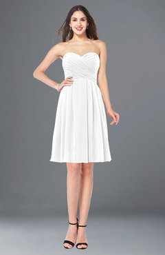 ColsBM Jillian White Gorgeous Sweetheart Sleeveless Half Backless Knee Length Plus Size Bridesmaid Dresses