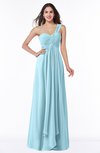 ColsBM Sophie Aqua Elegant A-line Asymmetric Neckline Chiffon Floor Length Ruching Plus Size Bridesmaid Dresses