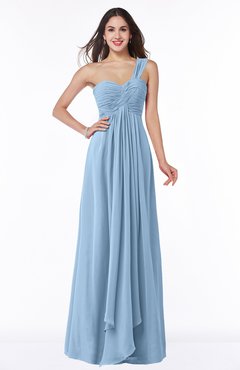 ColsBM Sophie Dusty Blue Elegant A-line Asymmetric Neckline Chiffon Floor Length Ruching Plus Size Bridesmaid Dresses