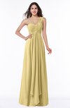ColsBM Sophie Gold Elegant A-line Asymmetric Neckline Chiffon Floor Length Ruching Plus Size Bridesmaid Dresses
