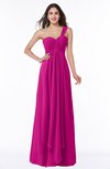 ColsBM Sophie Hot Pink Elegant A-line Asymmetric Neckline Chiffon Floor Length Ruching Plus Size Bridesmaid Dresses