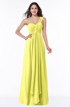 ColsBM Sophie Pale Yellow Elegant A-line Asymmetric Neckline Chiffon Floor Length Ruching Plus Size Bridesmaid Dresses