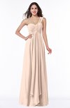 ColsBM Sophie Peach Puree Elegant A-line Asymmetric Neckline Chiffon Floor Length Ruching Plus Size Bridesmaid Dresses
