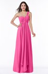 ColsBM Sophie Rose Pink Elegant A-line Asymmetric Neckline Chiffon Floor Length Ruching Plus Size Bridesmaid Dresses