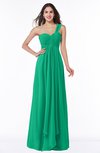 ColsBM Sophie Sea Green Elegant A-line Asymmetric Neckline Chiffon Floor Length Ruching Plus Size Bridesmaid Dresses