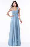 ColsBM Sophie Sky Blue Elegant A-line Asymmetric Neckline Chiffon Floor Length Ruching Plus Size Bridesmaid Dresses