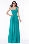ColsBM Sophie Teal Elegant A-line Asymmetric Neckline Chiffon Floor Length Ruching Plus Size Bridesmaid Dresses