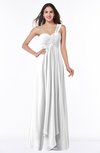 ColsBM Sophie White Elegant A-line Asymmetric Neckline Chiffon Floor Length Ruching Plus Size Bridesmaid Dresses