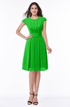 ColsBM Maya Classic Green Modest A-line Short Sleeve Chiffon Knee Length Sash Plus Size Bridesmaid Dresses