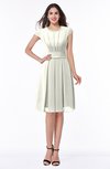 ColsBM Maya Cream Modest A-line Short Sleeve Chiffon Knee Length Sash Plus Size Bridesmaid Dresses