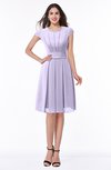 ColsBM Maya Light Purple Modest A-line Short Sleeve Chiffon Knee Length Sash Plus Size Bridesmaid Dresses