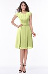 ColsBM Maya Lime Sherbet Modest A-line Short Sleeve Chiffon Knee Length Sash Plus Size Bridesmaid Dresses