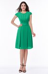 ColsBM Maya Pepper Green Modest A-line Short Sleeve Chiffon Knee Length Sash Plus Size Bridesmaid Dresses