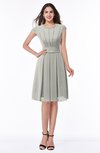 ColsBM Maya Platinum Modest A-line Short Sleeve Chiffon Knee Length Sash Plus Size Bridesmaid Dresses