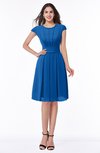 ColsBM Maya Royal Blue Modest A-line Short Sleeve Chiffon Knee Length Sash Plus Size Bridesmaid Dresses