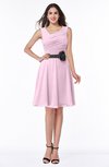 ColsBM Julie Baby Pink Glamorous V-neck Sleeveless Zip up Knee Length Flower Plus Size Bridesmaid Dresses