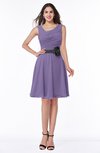 ColsBM Julie Chalk Violet Glamorous V-neck Sleeveless Zip up Knee Length Flower Plus Size Bridesmaid Dresses