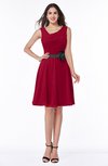 ColsBM Julie Dark Red Glamorous V-neck Sleeveless Zip up Knee Length Flower Plus Size Bridesmaid Dresses