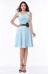 ColsBM Julie Ice Blue Glamorous V-neck Sleeveless Zip up Knee Length Flower Plus Size Bridesmaid Dresses