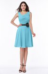ColsBM Julie Light Blue Glamorous V-neck Sleeveless Zip up Knee Length Flower Plus Size Bridesmaid Dresses