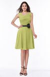 ColsBM Julie Linden Green Glamorous V-neck Sleeveless Zip up Knee Length Flower Plus Size Bridesmaid Dresses
