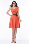 ColsBM Julie Living Coral Glamorous V-neck Sleeveless Zip up Knee Length Flower Plus Size Bridesmaid Dresses