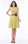 ColsBM Julie Misted Yellow Glamorous V-neck Sleeveless Zip up Knee Length Flower Plus Size Bridesmaid Dresses