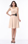 ColsBM Julie Peach Puree Glamorous V-neck Sleeveless Zip up Knee Length Flower Plus Size Bridesmaid Dresses