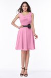 ColsBM Julie Pink Glamorous V-neck Sleeveless Zip up Knee Length Flower Plus Size Bridesmaid Dresses
