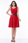 ColsBM Julie Red Glamorous V-neck Sleeveless Zip up Knee Length Flower Plus Size Bridesmaid Dresses