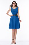 ColsBM Julie Royal Blue Glamorous V-neck Sleeveless Zip up Knee Length Flower Plus Size Bridesmaid Dresses