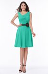 ColsBM Julie Viridian Green Glamorous V-neck Sleeveless Zip up Knee Length Flower Plus Size Bridesmaid Dresses