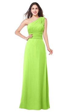 ColsBM Aislinn Bright Green Modest A-line Sleeveless Half Backless Floor Length Ribbon Plus Size Bridesmaid Dresses