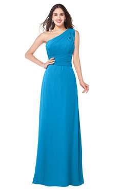 ColsBM Aislinn Cornflower Blue Modest A-line Sleeveless Half Backless Floor Length Ribbon Plus Size Bridesmaid Dresses