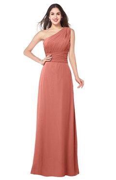 ColsBM Aislinn Crabapple Modest A-line Sleeveless Half Backless Floor Length Ribbon Plus Size Bridesmaid Dresses