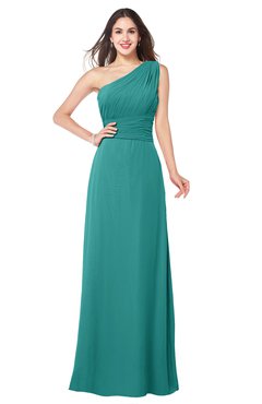 ColsBM Aislinn Emerald Green Modest A-line Sleeveless Half Backless Floor Length Ribbon Plus Size Bridesmaid Dresses