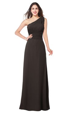 ColsBM Aislinn Fudge Brown Modest A-line Sleeveless Half Backless Floor Length Ribbon Plus Size Bridesmaid Dresses