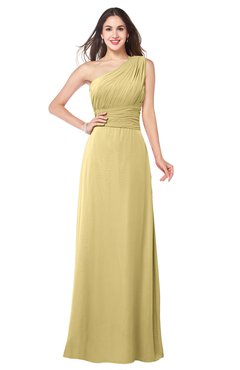 ColsBM Aislinn Gold Modest A-line Sleeveless Half Backless Floor Length Ribbon Plus Size Bridesmaid Dresses