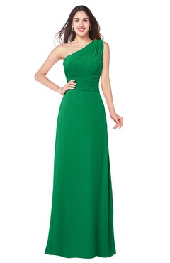 ColsBM Aislinn Green Modest A-line Sleeveless Half Backless Floor Length Ribbon Plus Size Bridesmaid Dresses