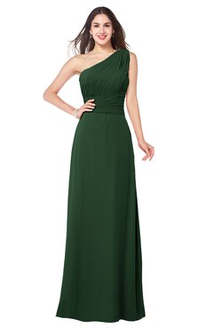 ColsBM Aislinn Hunter Green Modest A-line Sleeveless Half Backless Floor Length Ribbon Plus Size Bridesmaid Dresses