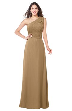 ColsBM Aislinn Indian Tan Modest A-line Sleeveless Half Backless Floor Length Ribbon Plus Size Bridesmaid Dresses