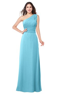 ColsBM Aislinn Light Blue Modest A-line Sleeveless Half Backless Floor Length Ribbon Plus Size Bridesmaid Dresses