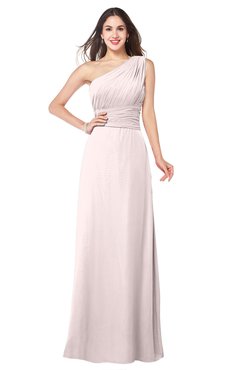 ColsBM Aislinn Light Pink Modest A-line Sleeveless Half Backless Floor Length Ribbon Plus Size Bridesmaid Dresses