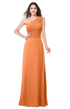 ColsBM Aislinn Mango Modest A-line Sleeveless Half Backless Floor Length Ribbon Plus Size Bridesmaid Dresses