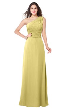 ColsBM Aislinn Misted Yellow Modest A-line Sleeveless Half Backless Floor Length Ribbon Plus Size Bridesmaid Dresses