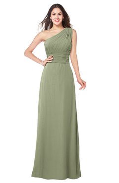ColsBM Aislinn Moss Green Modest A-line Sleeveless Half Backless Floor Length Ribbon Plus Size Bridesmaid Dresses