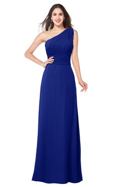 ColsBM Aislinn Nautical Blue Modest A-line Sleeveless Half Backless Floor Length Ribbon Plus Size Bridesmaid Dresses