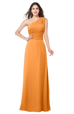 ColsBM Aislinn Orange Modest A-line Sleeveless Half Backless Floor Length Ribbon Plus Size Bridesmaid Dresses