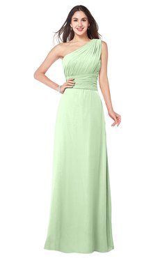 ColsBM Aislinn Pale Green Modest A-line Sleeveless Half Backless Floor Length Ribbon Plus Size Bridesmaid Dresses